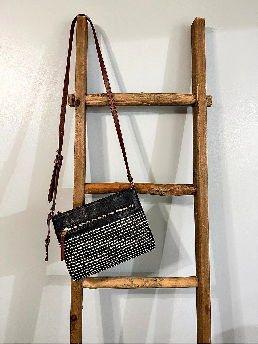 Fossil Black & White Crossbody Bag